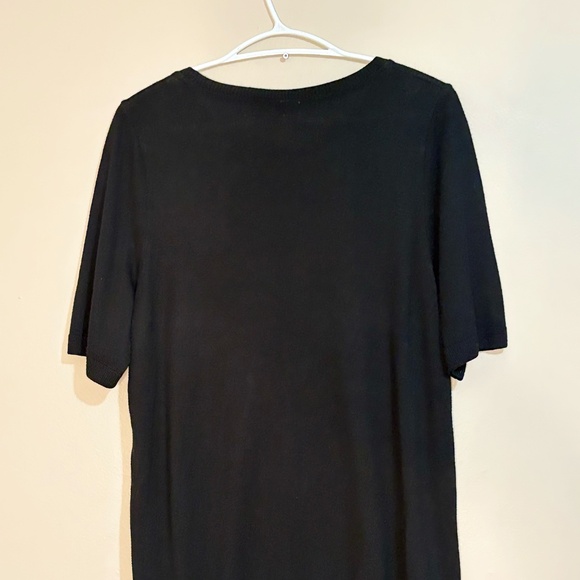 Black Short Sleeve Knit T-Shirt Sweater w Rainbow Stripes - Picture 11 of 12